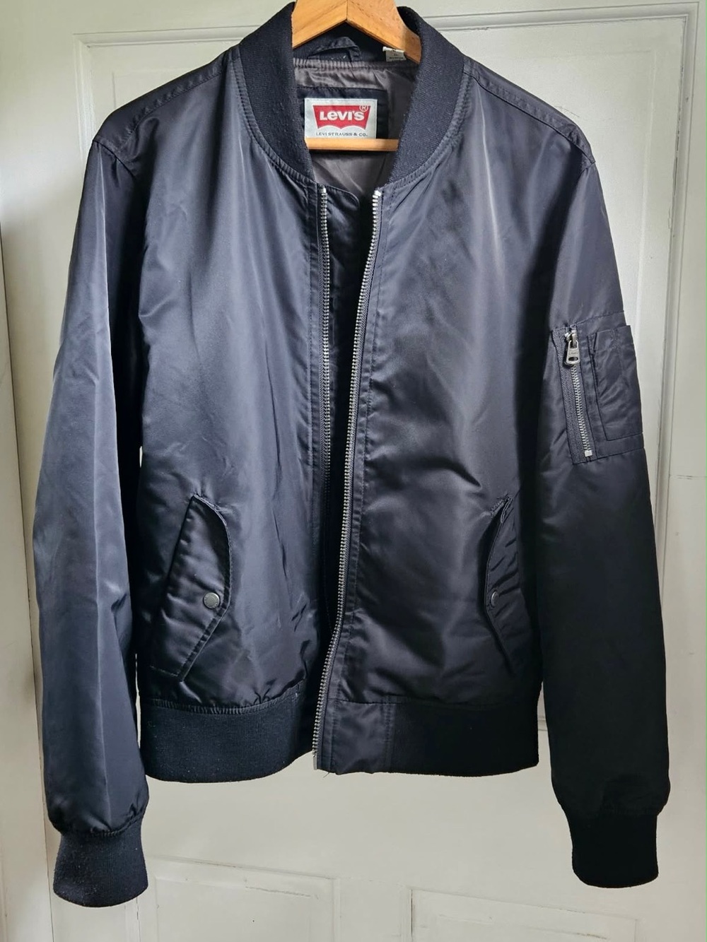Levi's Men's Black Bomber Jacket with Ribbed Trim